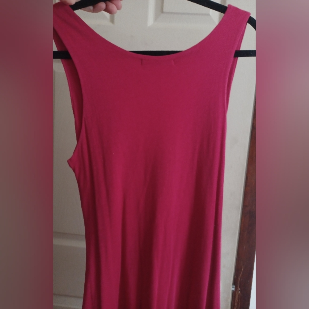 Anthropologie Dress Jersey Knit Top Knot Waist hot pink Velvet Graham Spencer S - Picture 4 of 6